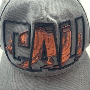 Hat.  LOGA SnapBack  Baseball Cap. Gray Twill w Embroidered Bear and CALI